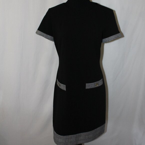 Tommy Hilfiger TH LITTLE BLACK DRESS w/Houndstooth Trim Size 4 EUC - Picture 1 of 14